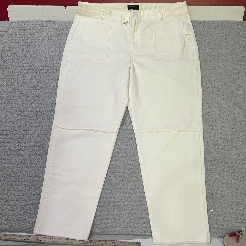 Banana Republic Chino Pants Girlfriend Authentic 18 White Coastal‎ Utility Fray